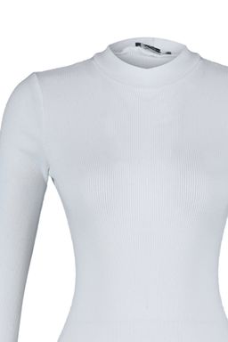 TRENDYOLMILLA Beyaz Fitted/Vucuda Oturan Dik Yaka Fitilli Alttan C?tc?tl? Esnek Orme Body TWOAW20BD0011 фото 7