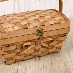 Сундук плетёный для хранения «Корзинка с бантом», 27×16×14.5 см, ручка h=6 см, шпон