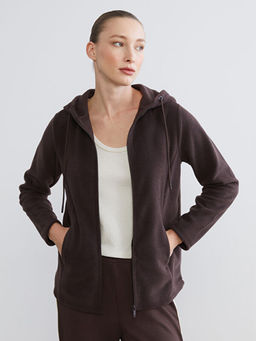 Kap??onlu Polar Kad?n Fermuarl? Sweatshirt