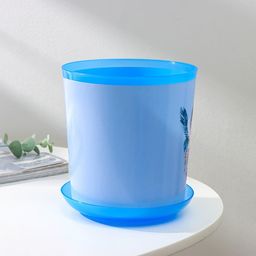 Горшок для цветов с поддоном Доляна «Танец журавлей», 1.6 л, d=14 см, h=15.5 см, цвет голубой