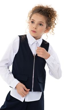 Синий школьный жилет для девочки Mooriposh, модель 1115 фото 6