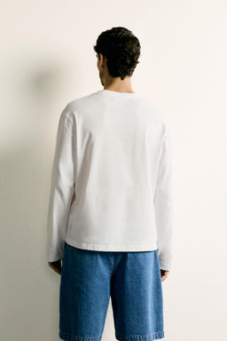 CAMISETA REGULAR FIT MANGA LARGA / Blanco roto - Zara фото 3