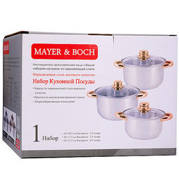 25753 MB Набор посуды 6пр с/кр 2+2,9+4,9л (х4) - Mayer&boch фото 4