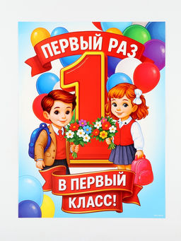 Цена за 10 шт. Плакат на 1 сентября «Первый раз, в первый класс» 30×40 см