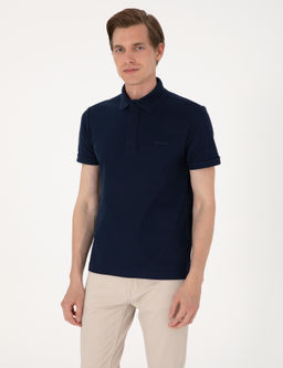 Lacivert Slim Fit %100 Pamuk K_vr_lmaz Amerikan Pike Polo Yaka Basic Ti__rt - Pierre cardin фото 3