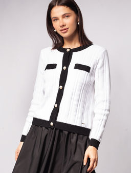 VILATTE / Жакет фактурной вязки с золотистыми пуговицами  фото 2