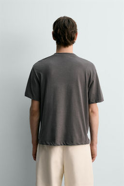 CAMISETA RELAXED FIT ALGOD?N - LINO / Gris oscuro - Zara фото 3