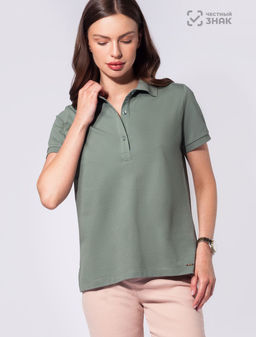 Футболка-поло из трикотажа пике с эластаном. - Vilatte фото 5