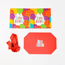 Цена за 12 шт. Коробка Самосборная С днем рождения красная 10х10х10 см - Simaland фото 5