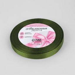 Цена за 6 шт. Лента атласная, 10 мм, 23±1 м, насыщенно-зелёная №113