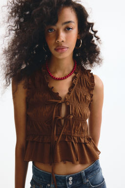 Top fruncido con lazadas - H&m фото 5