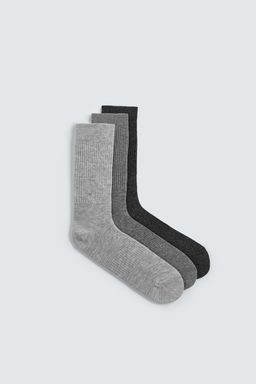 CALCETINES RIB PACK 3 / Gris