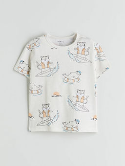 Bisiklet Yaka Bask?l? Erkek Bebek Ti??rt