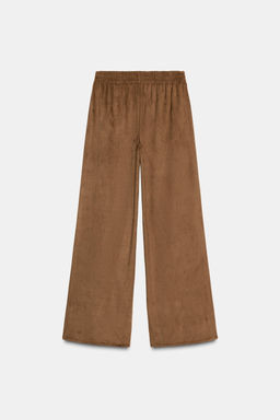 WIDE-LEG FAUX SUEDE TROUSERS - Zara фото 5