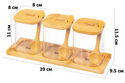 Набор банок для специй Elan Gallery Crystal Glass 3 шт 450 мл с ложкой фото 16