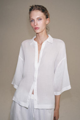 PANTAL?N LINO ABERTURAS ZW COLLECTION / Blanco - Zara фото 2