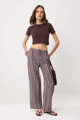 Cok Renkli Beli Lastikli Renkli Cizgili Wide Leg/Genis Paca Pantolon TWOSS26PL00154 - Trendyolmilla фото 5