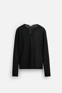 SEMI-SHEER T-SHIRT WITH OPEN NECK - Zara фото 8