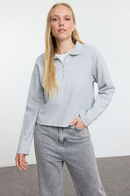 TRENDYOLMILLA Lacivert-Gri 2Li Paket Selanik Regular/Normal Kal?p Fermuarl? Yaka Orme Sweatshirt TWOAW25SW00120  фото 2