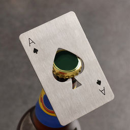 Цена за 2 шт. Карта-открывашка для бутылок «Туз козырный», 8.5×5.5 см, металл, серебристая