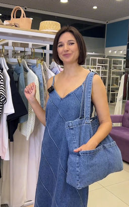 Сумка (шоппер) Tote_denim bag темно-голубой - Concept club фото 4