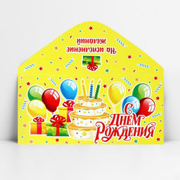 Цена за 10 шт. Конверт для денег «С Днём рождения!», 16.5×8 см
