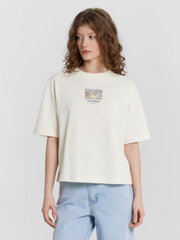 Футболка женская кремовая с принтом из коллекции Art U Wear молочный +печать3 112862 - Mark formelle фото 3