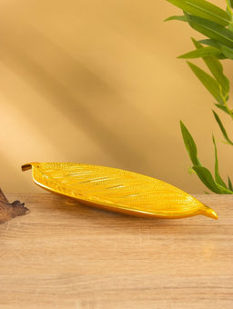 Подставка под благовония «Лист», 23.5×8.5×2.5 см, алюминий, золотая