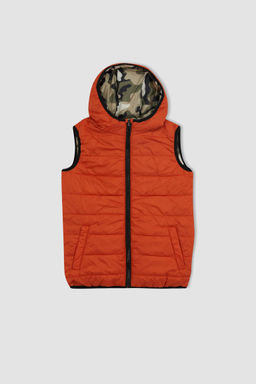 Двусторонний пуховик с капюшоном для мальчика - Defacto фото 5