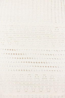 TRENDYOLMILLA Ekru Triko Gorunumlu Bodycone/Vucuda Oturan Tek Kol Mini Esnek Orme Kalem Elbise TWOSS24EL00572 фото 3