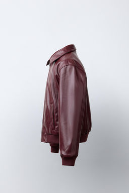 CAZADORA BOMBER EFECTO PIEL / Burgundy - Zara фото 4