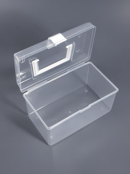 Бокс для хранения мелочей, с ручкой, 19.5×12×11 см, прозрачный/белый