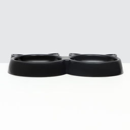 Миска двойная Кошка 27 х 14 х 13,5 см, черная - Пижон фото 3