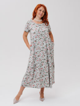 Трикотажное платье серые розы КП-02 (13)