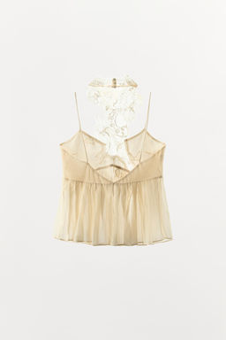 TOP COMBINADO HALTER GODETS / Crudo