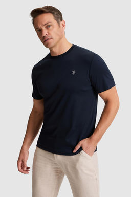 Erkek Koyu Lacivert Regular Fit Bisiklet Yaka Basic Ti__rt