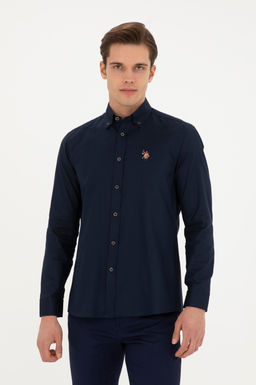 Мужская темно-синяя базовая рубашка с длинным рукавом - U.s. polo assn фото 3