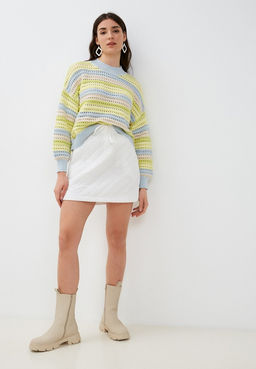 Стеганая белая юбка сп