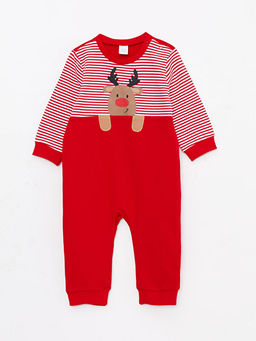 Bisiklet Yaka Uzun Kollu Bask?l? Erkek Bebek Tulum