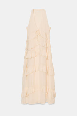 VESTIDO MIDI VOLANTES / Crema - Zara фото 8