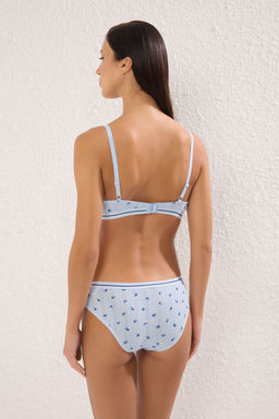 Trendyolmilla Mavi Cicekli Dantel ve Lastik Detayl? Pointel Kapl? Orme Ic Camas?r? Tak?m? THMSS25CC00031 фото 4