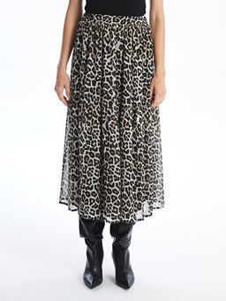 Beli Lastikli Leopar Desenli Kad?n Etek