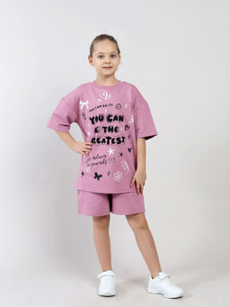 CSJG 90287-27-433 Комплект для девочки (футболка, шорты),розовый