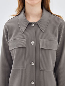 G?mlek Yaka Dokulu Kad?n Ceket