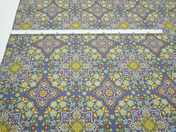 Сатин Мандала цветов цв.джинсово-фиолетовый, ш.2.5м, хлопок-100%, 115гр/м.кв - Купава фото 4