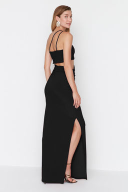 TRENDYOLMILLA Tarc?n Yaka Detayl? Orme Uzun Gece Abiye Elbise TPRSS22AE00003 фото 5