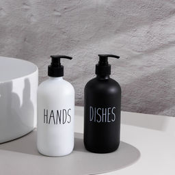Набор дозаторов для мыла и моющего средства, 500 мл, стекло, чёрный, белый