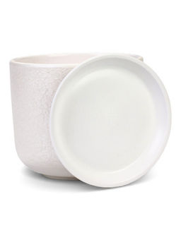 Горшок цветочный с поддоном 5,4 л, d22/h19 см белый керамика, "Перл" (М)