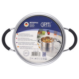 1732 GIPFEL Кастрюля METROPOLE 16x7,5см/1,5л со стеклянной крышкой, с индукционным капсульным дном. Материал: нерж. сталь 18/10, силикон. Толщина: 0,6мм  фото 6