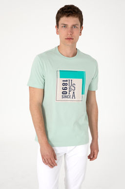 Erkek Regular Fit Bisiklet Yaka Su Ye_ili Ti__rt Sepette S_rpriz _ndirim